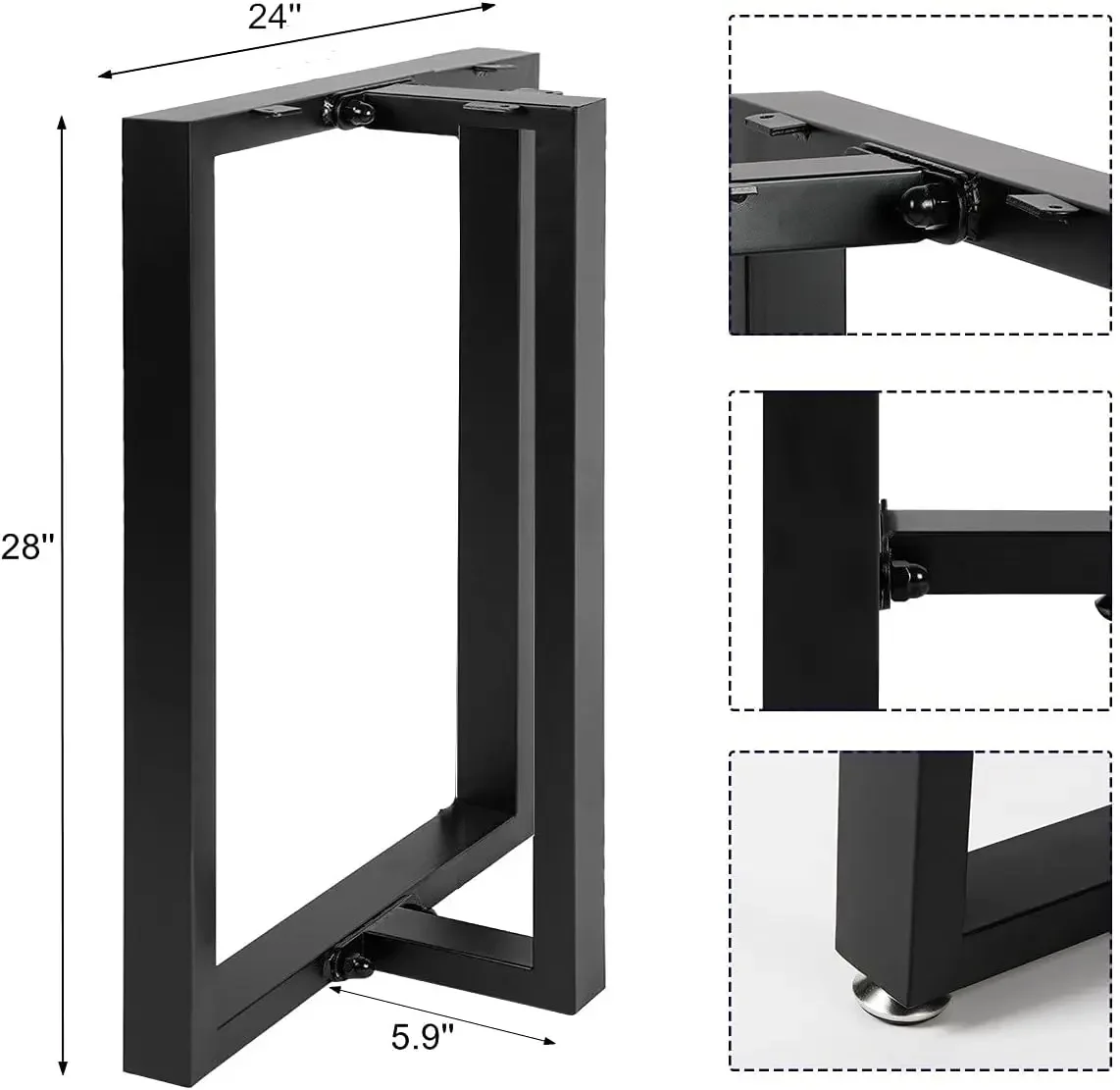 Metal Table Legs 28’’x 24’’ Heavy Duty T-Shape Desk Legs Industrial Furniture Legs for Dinning Table, Computer Table, Office Tab