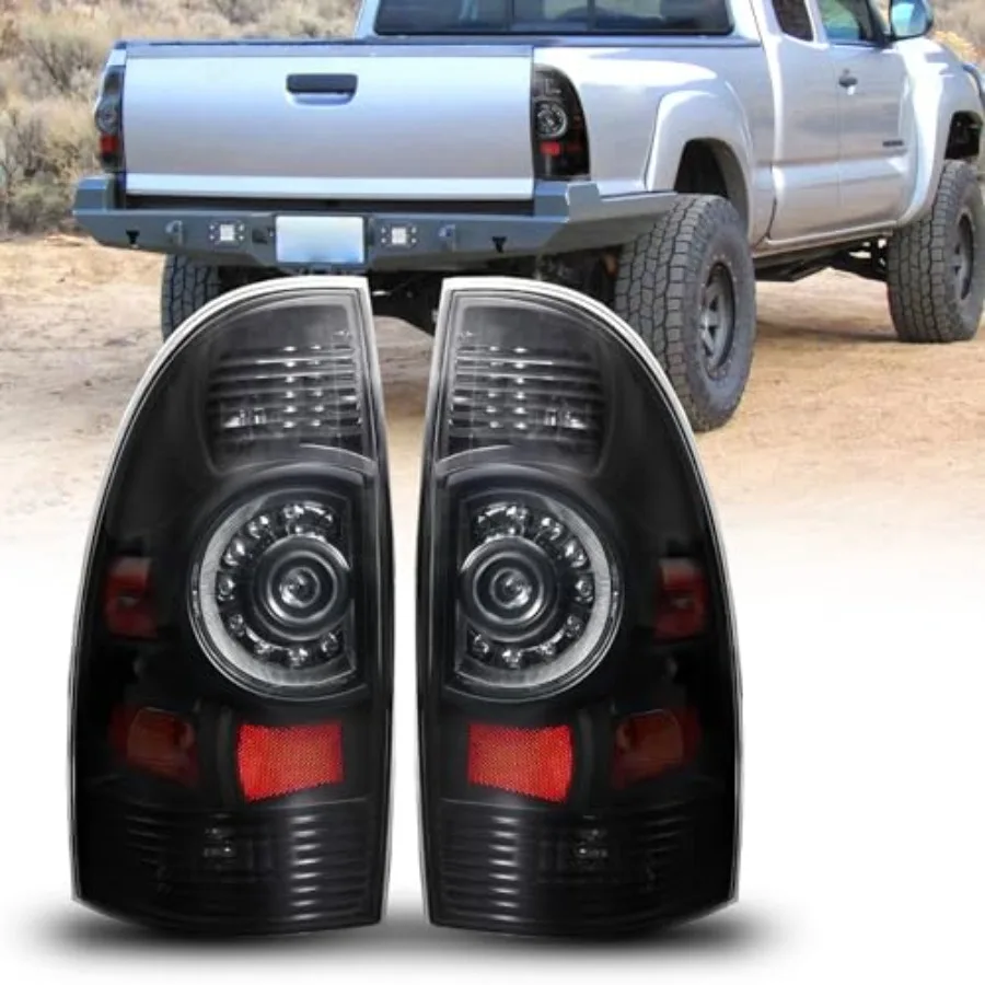 

Black Smoked Tail Light Assembly for Tacoma 20052015 Factory Replacement Rear Lights with Single LED Bulb for Parking and Brak