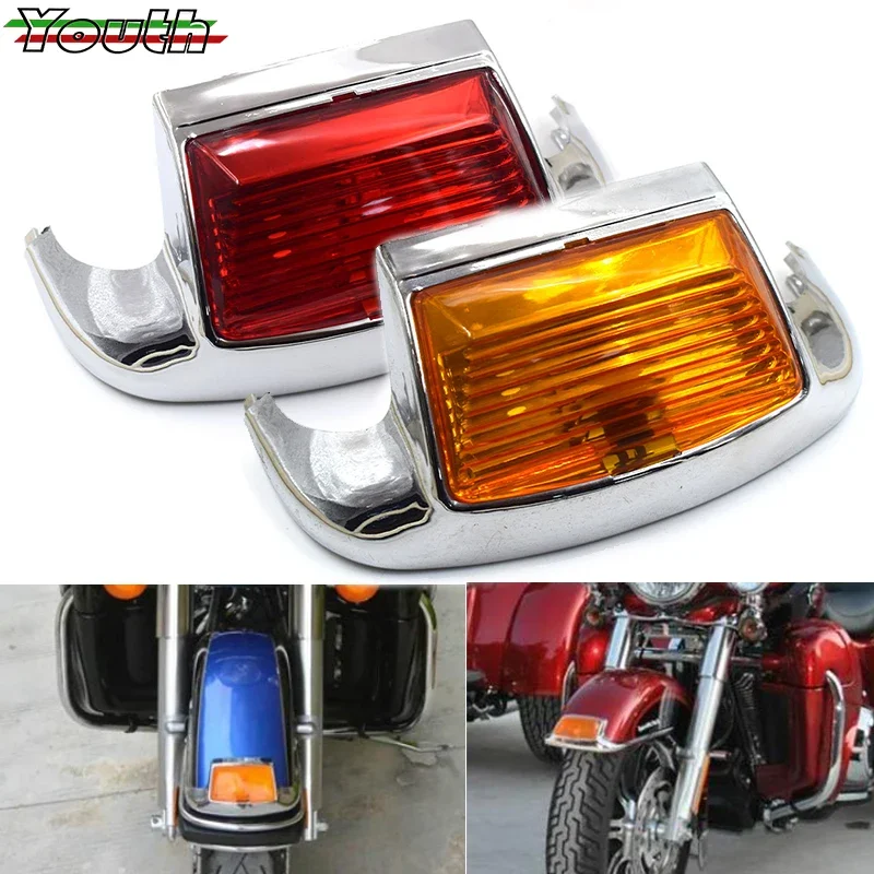 

For Harley FLSTC Heritage Softail Classic Electra Glide Standard Motorcycle Lens Front Fender Tip Light Lamp Edge 5050LED Chrome