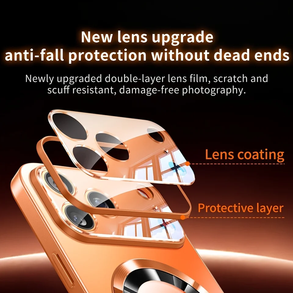 Nueva funda magnética de carga inalámbrica de metal titanio de lujo para iPhone 17 Air 16 13 12 11 Pro Max 15 14 Plus con cubierta de cámara de vidrio 5