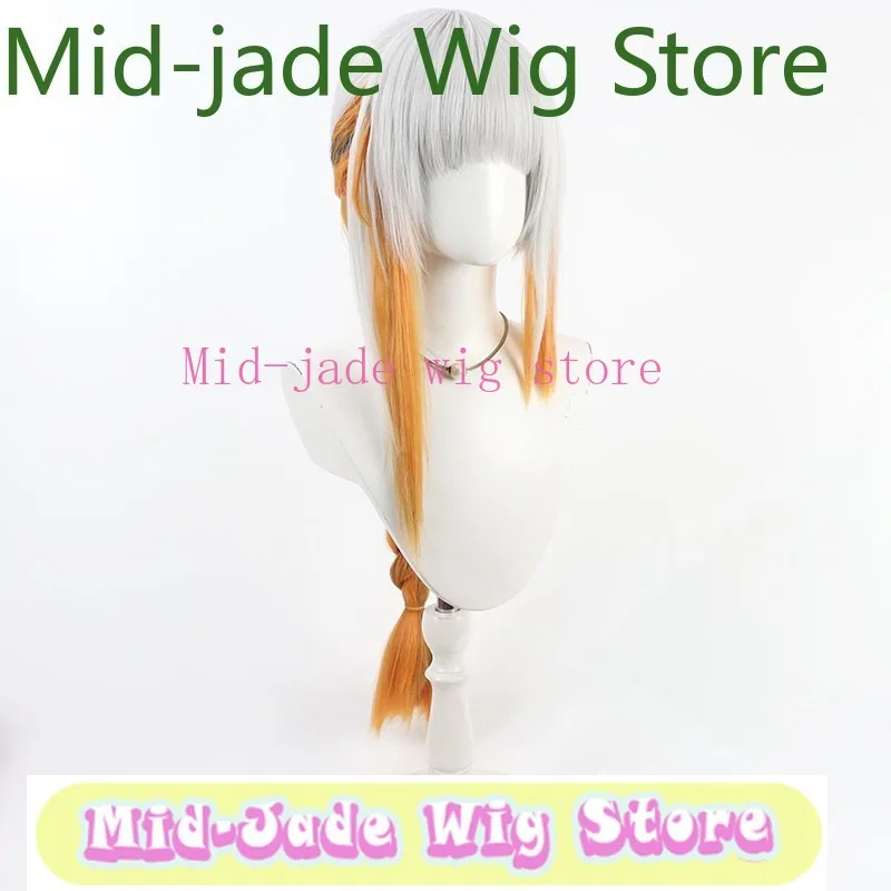 Mid-jade pruikwinkel Girl Frontline M16A1cos pruik zilver wit ingelegd oranje vet vlechtstijl