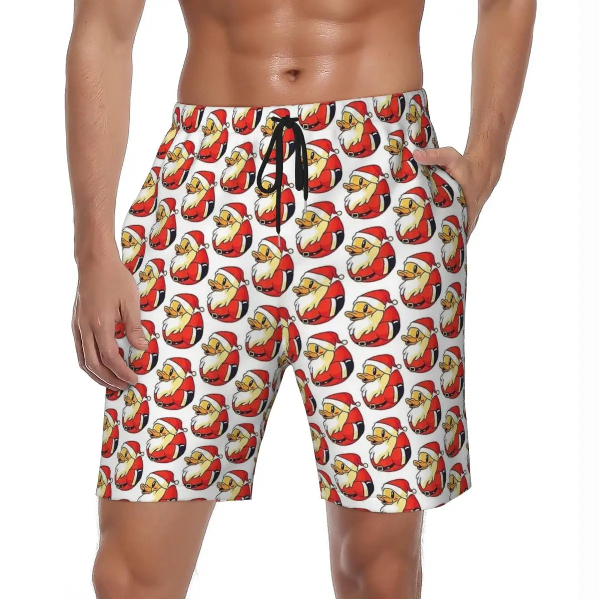 

Купальный костюм, рождественские резиновые шорты с утиной доской, летние пляжные шорты Санта-Клауса, мужская спортивная одежда, быстросохнущие плавки