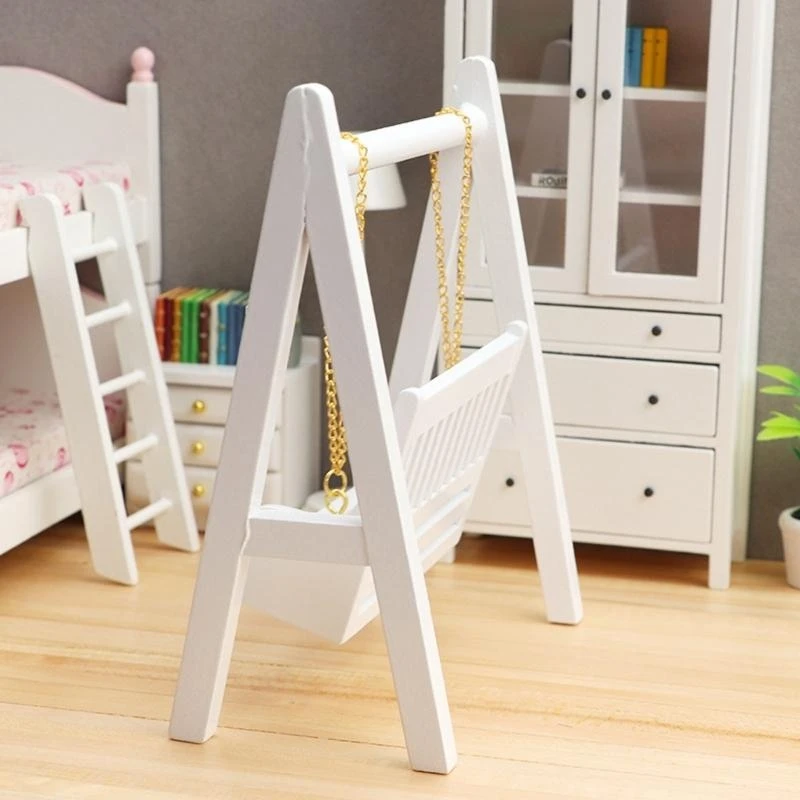 Y4QA 1/12 DOLLHOUSE MOBILIMENTO MOBILIZADO Cadeira balanço ao ar livre Meninas