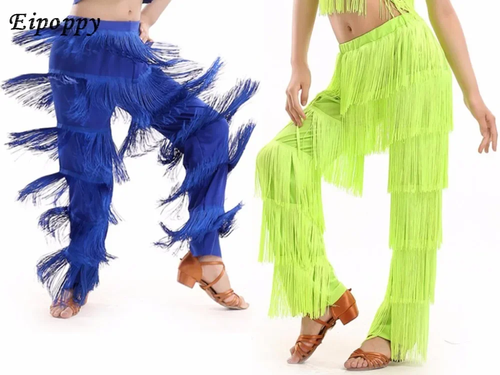 Pantalon de danse latine à franges pour filles, salsa, salle de Rh, salle de Rhadulte, robe en ylène, samba, soiauté, 303