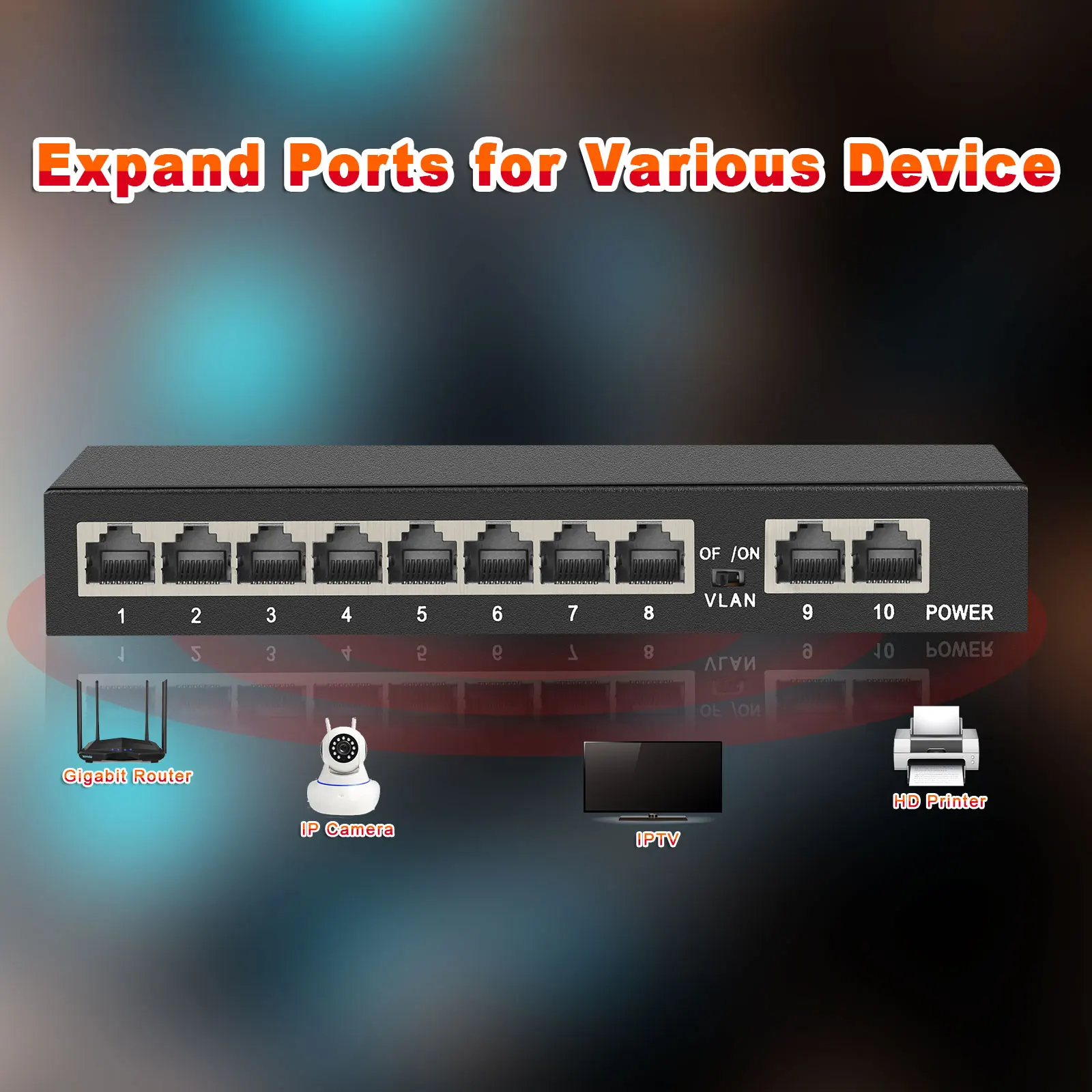 Przełącznik gigabitowy 5/8/10 porty 1000 Mb/s VLAN RJ45 Hub inteligentny Ethernet metalowy przełącznik IEEE802.3at/af do kamery IP/Router wi-fi