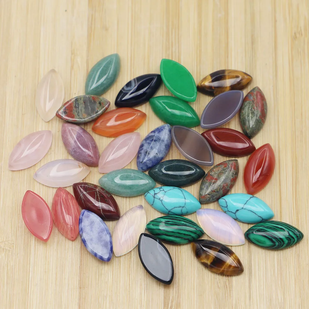 Redesign 20x10mm Natural Stone Marquise Shape Cabochon Cute Bead 40PCS for Jewelry Making Material Clothes Accessories Wholesale