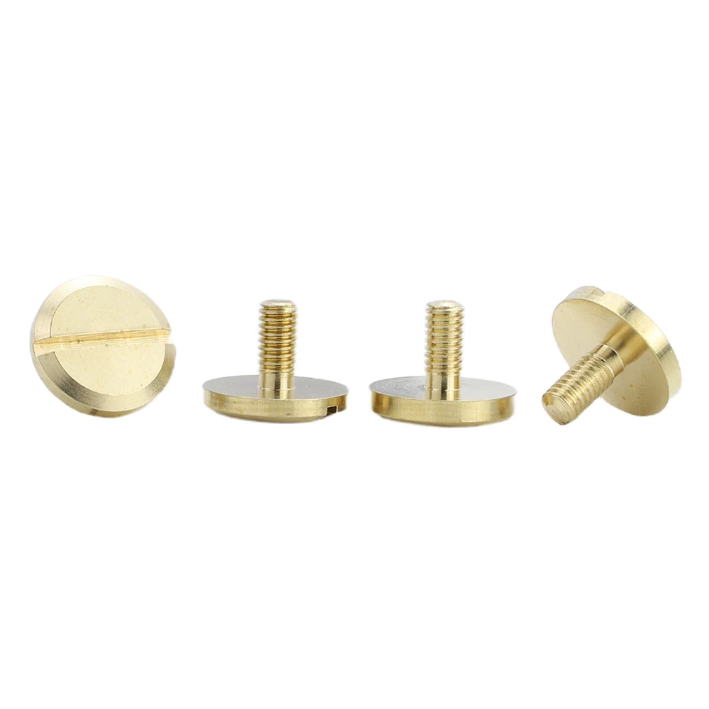10pcs Flat Head Slotted Post Binding Screw Brass Steel M3 8/10mm Cap Size Luggage Leather Craft Rivets Only Bolts Without Nuts