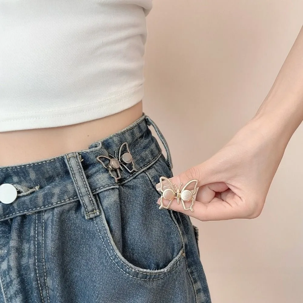 New Alloy Butterfly Waist Buckle Butterfly Shape Detachable Waist Cinch Buckle No Sew Adjustable Jeans Waist Tool Skirts