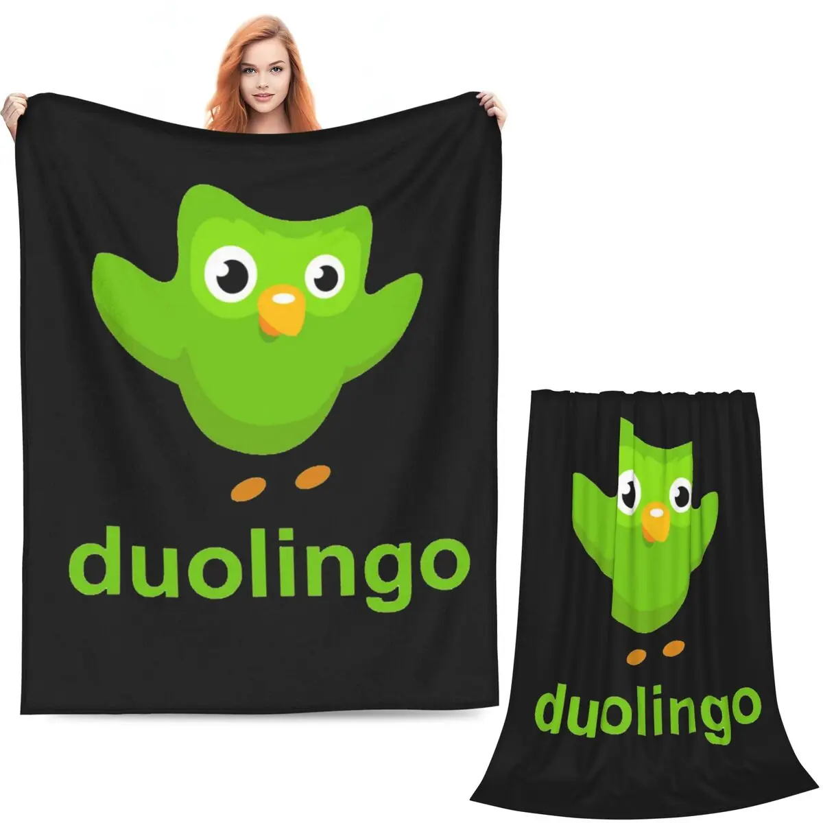 Duolingo Owl Duo Blankets Soft Warm Flannel Throw Blanket Cover for Bed Living room Picnic Travel Home Sofa