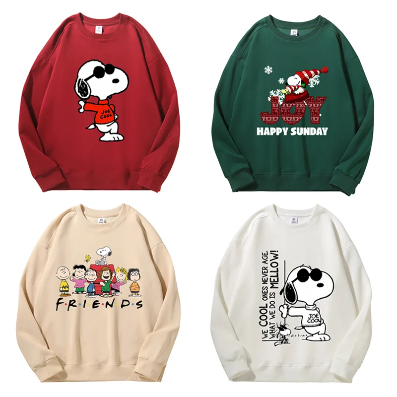 Snoopy Sweatshirt Round Neck Spring Autumn New Men Women Anime Cartoon Fashion Tops Dropped Shoulders Pullover Long Sleeves Gift