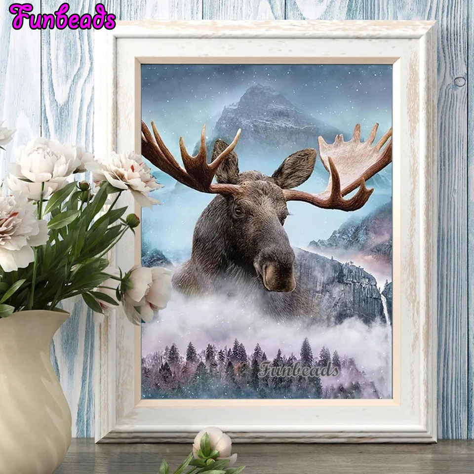 Diamond Embroidery 5D Set Deer DIY Diamond Mosaic Painting Mountain Animals Hobby And Needlework Bedroom Decoration  TT116