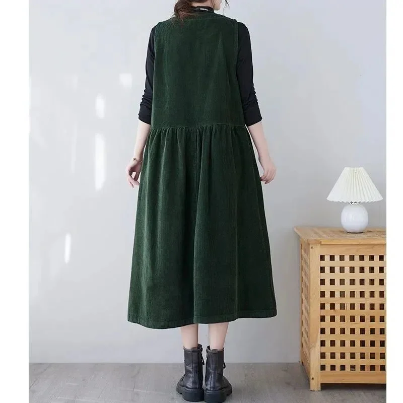 ربيع الخريف جديد ريترو سروال قصير سترة حزام المرأة بلون مزاجه واحدة الصدر أكمام تانك فساتين XQ312