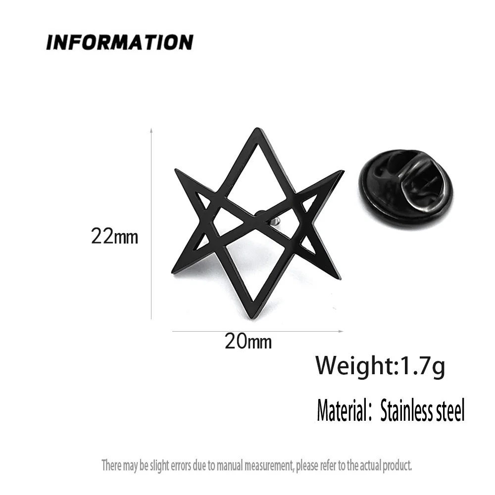 New six-pointed star lapel pin, fashionable stainless steel badge, retro style brooch suit accessories, suitable for party wear