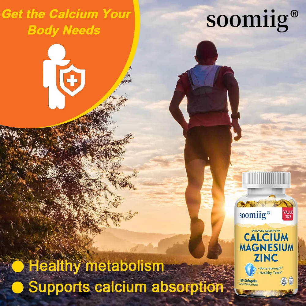 

High Potency Calcium, Magnesium and Zinc - Strengthen Bones, Muscles and Teeth, Enhance Immunity - 120 Capsules