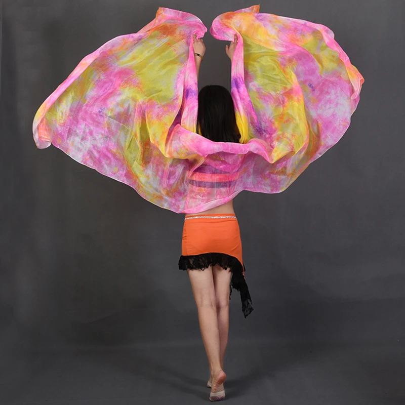 Belly Dance Silk Scarf Modern Dance Silk Props Hand Tie Dye Silk Veil Dance Practice Performance Props Size Can Be Customized