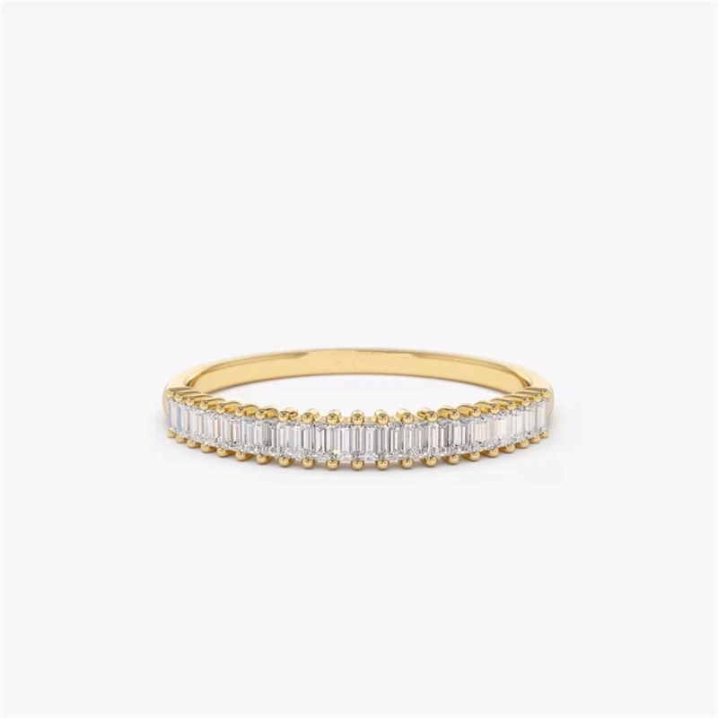 

18K Yellow Gold 0.22CT CVD Lab Diamond Baguette Eternity Ring Solid Gold Dainty Ring Wedding Anniversary Ring For Women