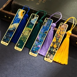 Aesthetic Oil Painting Book Page Clip Retro Painting Metal Hollow Bookmarks For Books Book Mark Page Marker Stationery Gifts