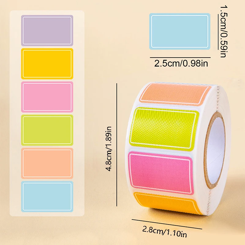 500-Piece Roll Waterproof Color-Coded Index Tabs - Vibrant Durable Sticky Labels for Organizing,  Personalized Name Tags