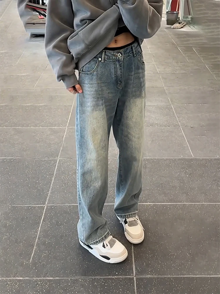 

Retro American Blue Flared Jeans Men's Winter CleanFit Pants Korean Lazy Style Slim Straight Tube Pants Youth Trendy Wear Res...