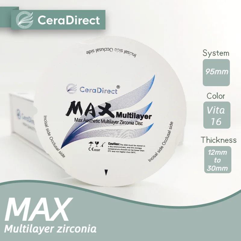 

95mm Dental Zirconia Ceradirect MAX for Zirkon Zahn System Transparency 45%-57%,sales promotion