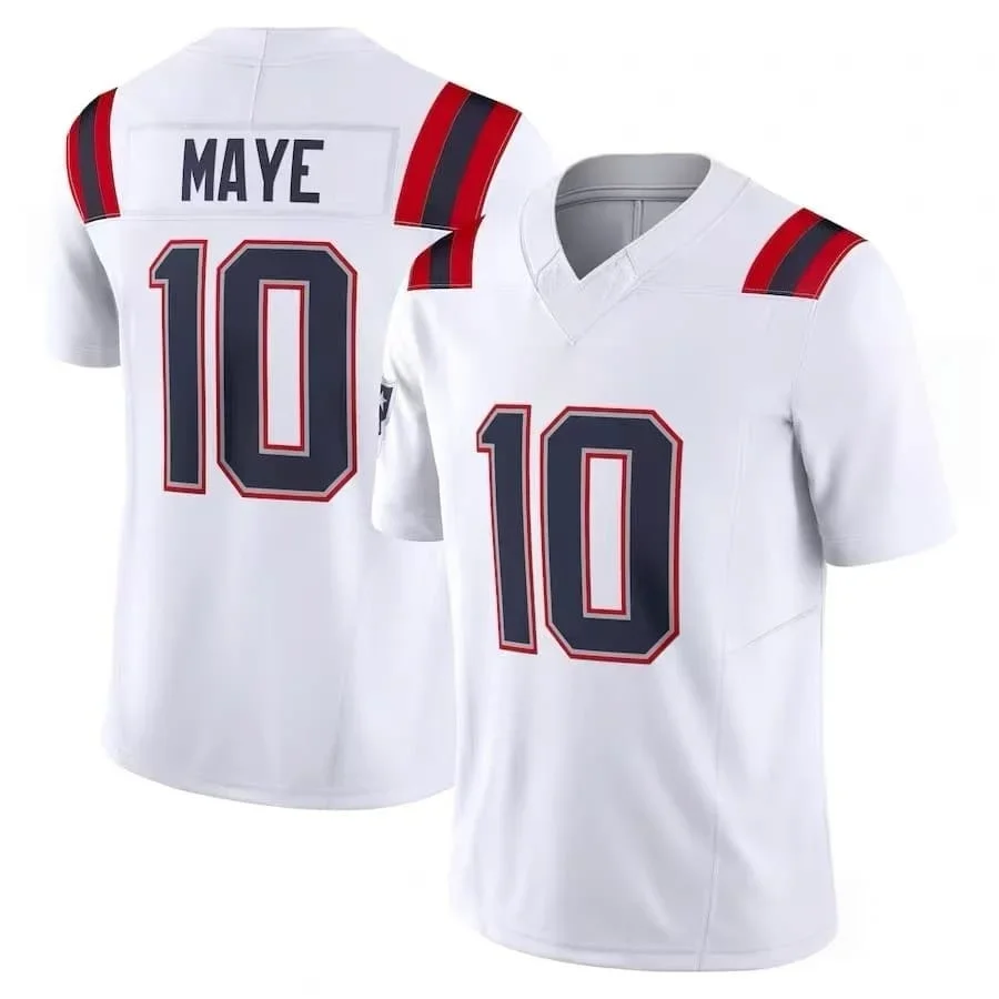 Männer # 10 Maye Navy Heim-Fußballtrikot Rot-Weiß Gestreift Schulter V-Ausschnitt Kurzarm Fan-Spieluniform Familien-Partnerlook – Detail 4