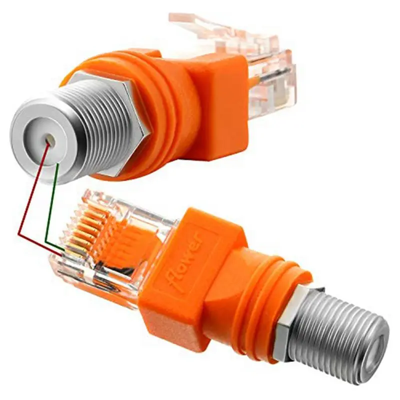 REST 8PCS Network Crystal Head RJ45 to F Head BNC Spiral RJ45 to Connector Coaxial Direct Connector