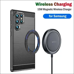 15W for Magsafe Magnetic Wireless Charging for Samsung Galaxy S23 Ultra / S24 Ultra Wireless Charger Stand+Magnet Sticker Case