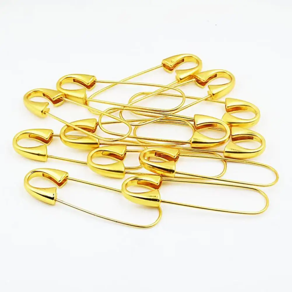 Rust Resistant Safety Pins 10pcs Heavy Duty Safety Pins for Clothes Golden Alloy Sewing Pins Thick Fabric Craft for Clothes