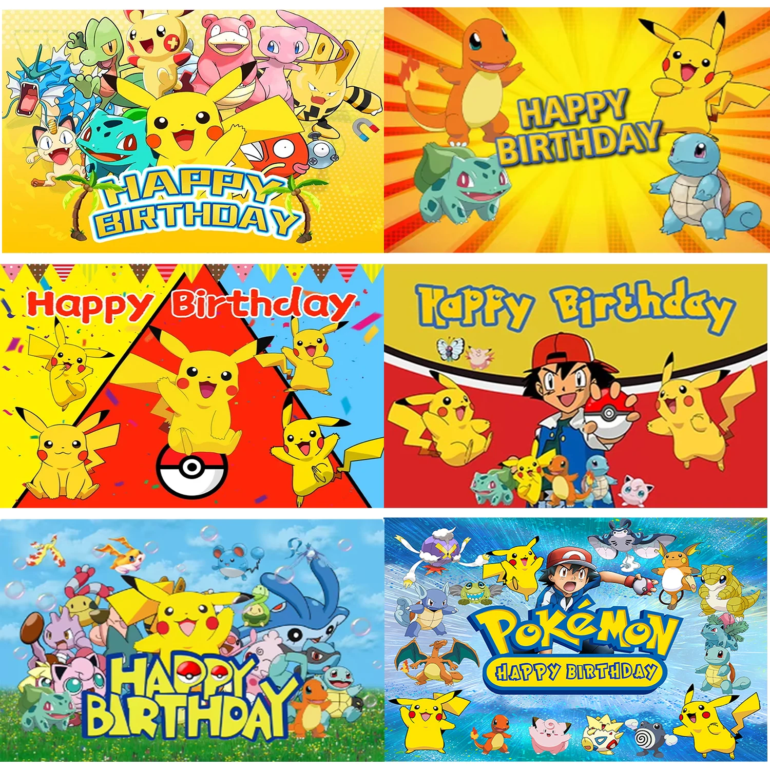 Pokemon Pikachu Photography Background Poster, Children's Birthday Party Decoration, Boy Baby Shower Decoration