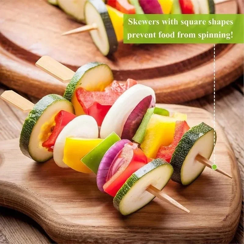 4.7in BBQ Party Bamboo Skewers Wooden Barbecue Skewers for Appetizers Natural Wood Sandwich Fruit Charcuterie Boards Accessories