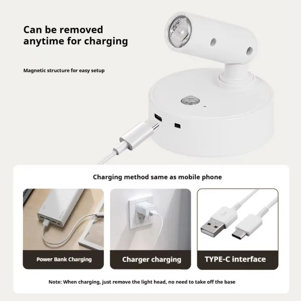 

Wireless LED Wall Sconces Light Dimmable 0.5W Magnetic Wall Lamp Magnetic Base USB Rechargeable Touch Switch Spotlight