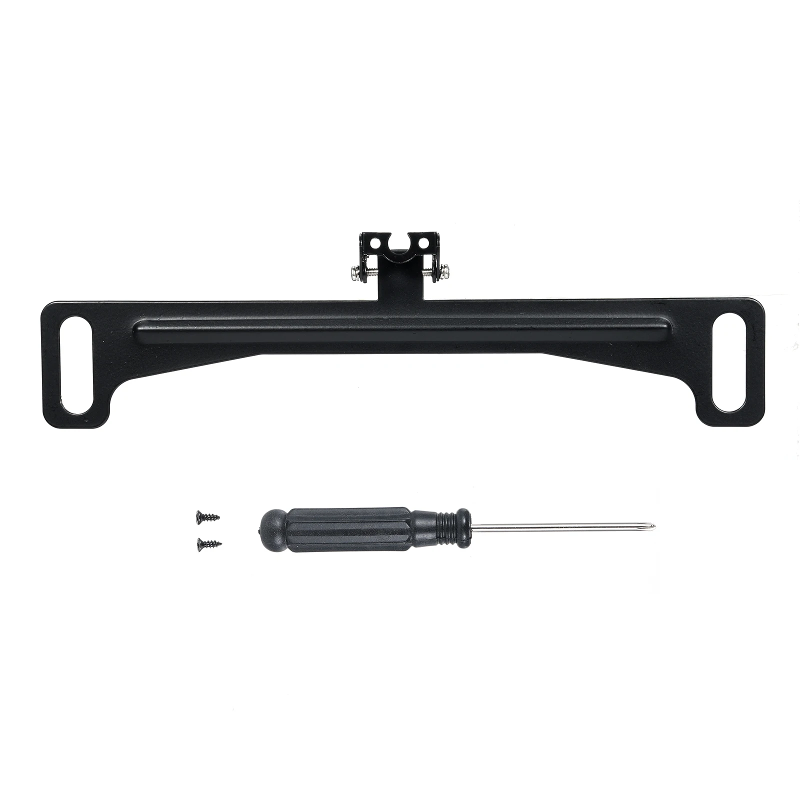 

License Plate Camera Mount Sets Iron Black 13mm Screw Hole Distance 25*5*0.5cm 42g with 1 Mount Set and 1 Screwdriver for