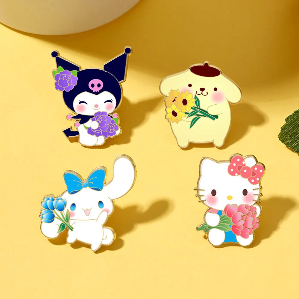 

Эмалевые значки-броши Sanrio Anime Hello Kitty, Pompompurin, Cinnamoroll, Kuromi для рюкзаков, сумок и одежды