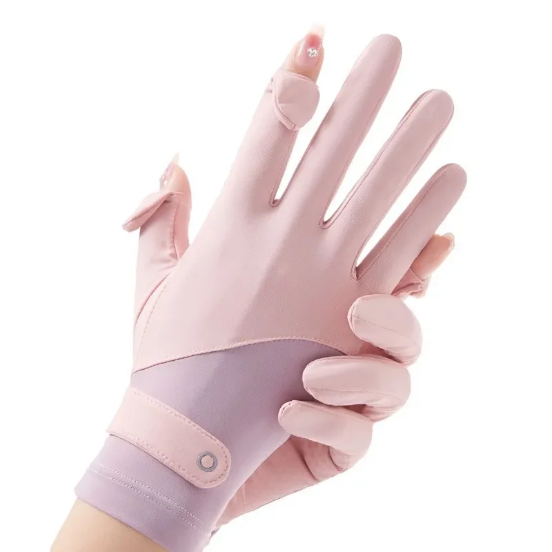 Lady Sunscreen Ice Silk Gloves Female Summer Sun Protection Gloves Fashion Cycling Driving Running Mittens Thin Anti-UV Gloves