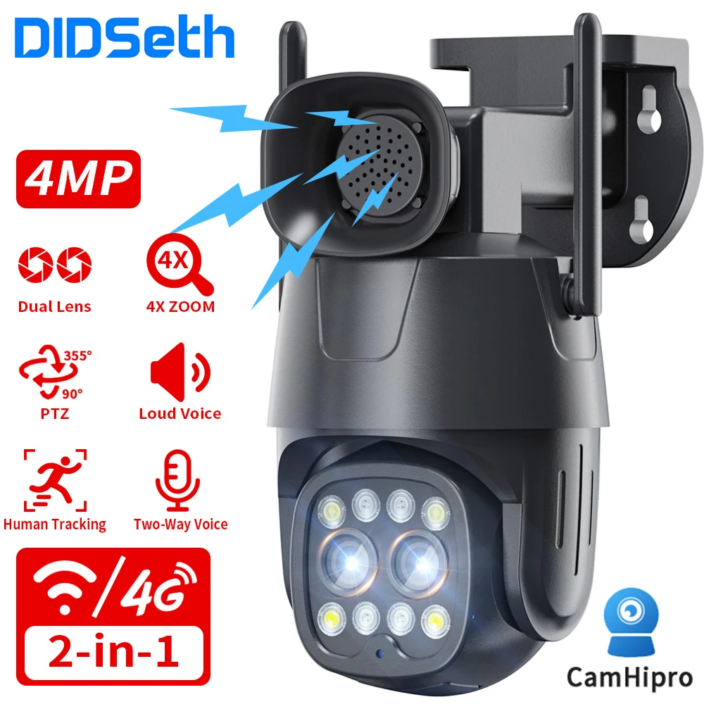 

DIDSeth 8MP IP Camera Wifi/4G PTZ Outdoor AI Human Tracking 4MP Dual Lens 2.8mm-8mm 10X Zoom Color Night Vision Security Camera