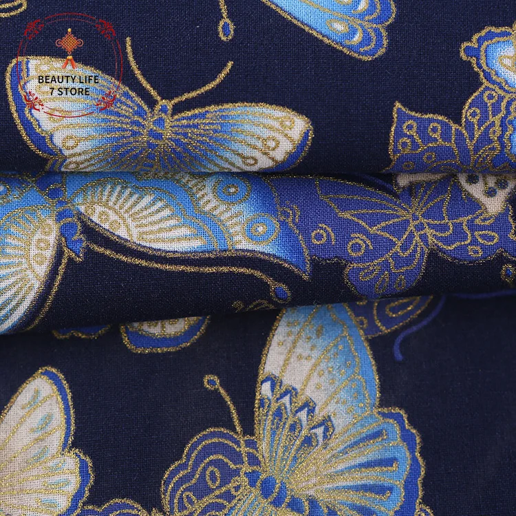 Printed Cotton Fabric for Dress Bronzed Cloth Butterfly Leisure Quilting Plain Fabrics DIY Sewing Craft Material