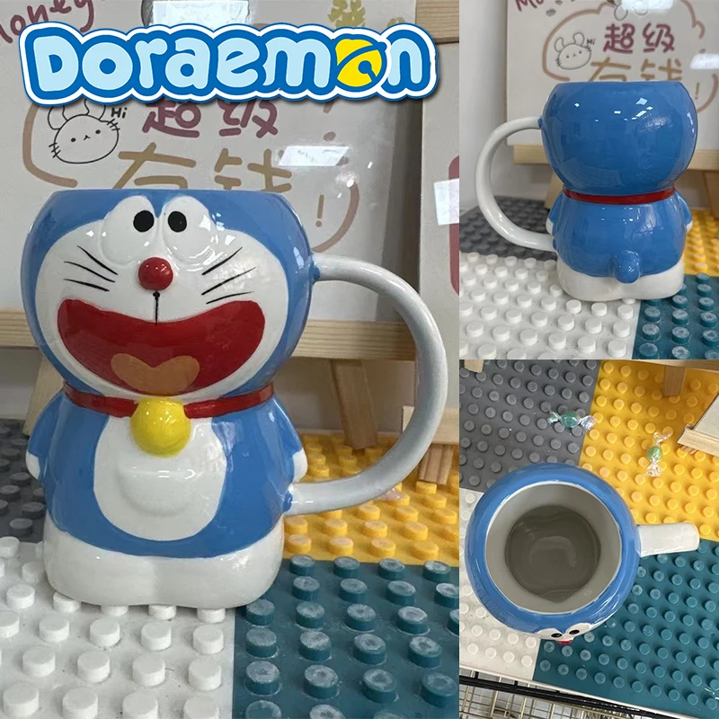 

New Doraemon 3D Modeling Cup Ceramic Mug Cute Cartoon Creative Office Light Luxury Drinking Cup Anime Personality Ceramic Cup