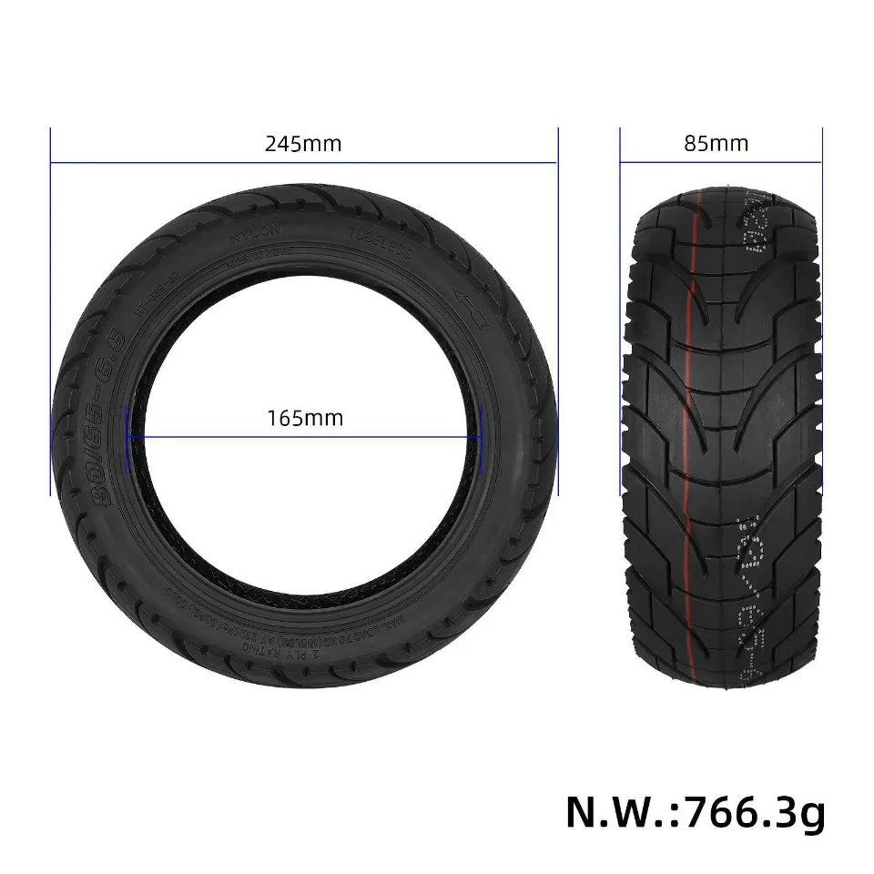 10 Zoll 80/65-6.5 Schlauchloser Reifen Urban Highway Profil 2-lagig Hochleistung für Zero 10X Zero 10X Pro Elektroroller – Detail 10