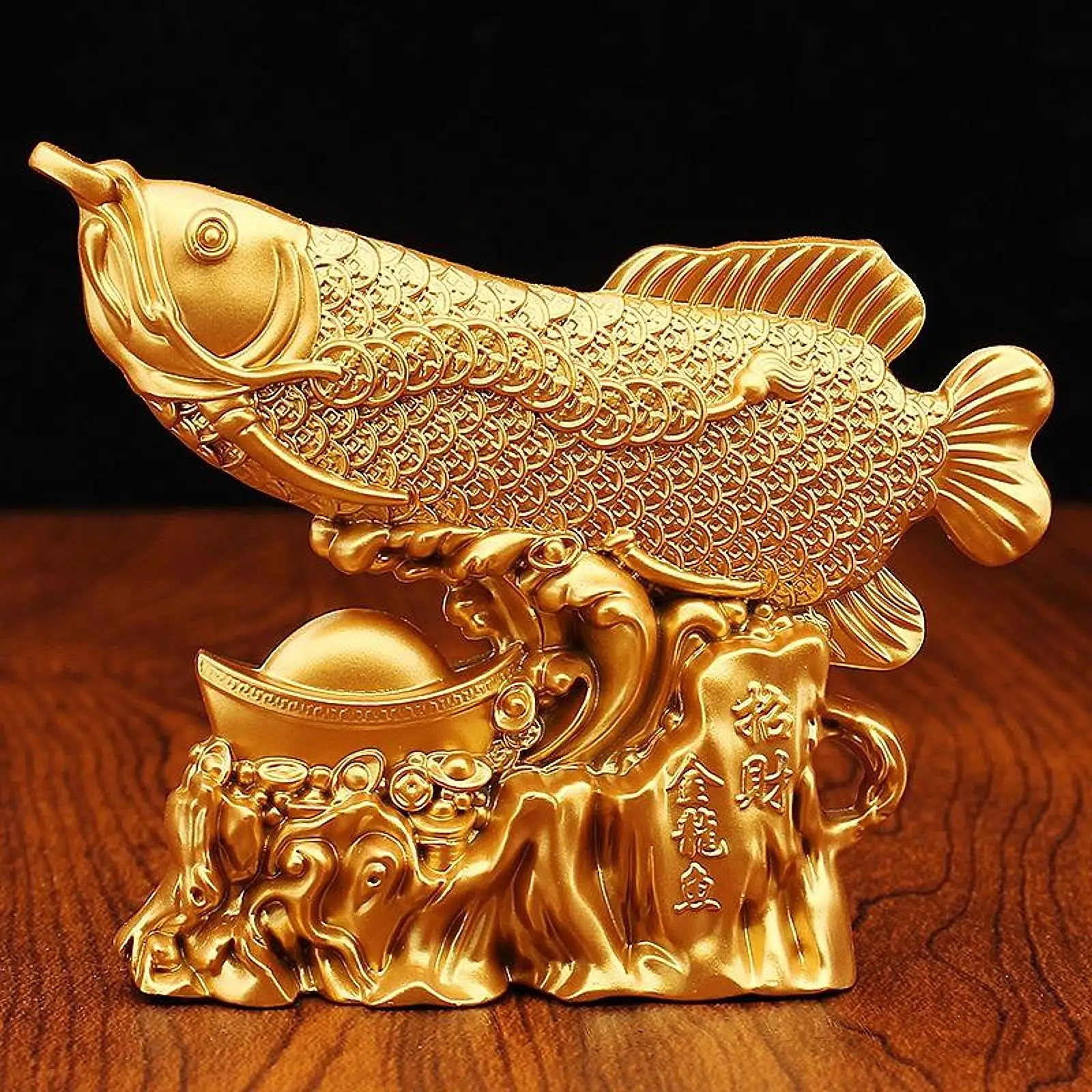 Adorno de Pez Arowana de Feng Shui para la Riqueza, Estatua de Pez de la Suerte Dorada, Decoración para el Hogar, Oficina, Habitación, Regalo de Apertura de Negocios