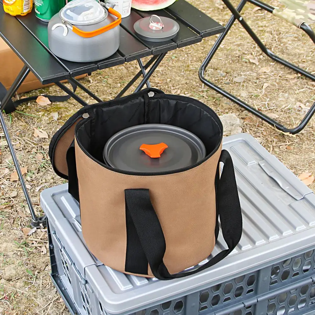 Precision Stitching Tableware Organizer Cylindrical Anti-scratch Encrypted Oxford Cloth Cookware Storage Bag for Camping