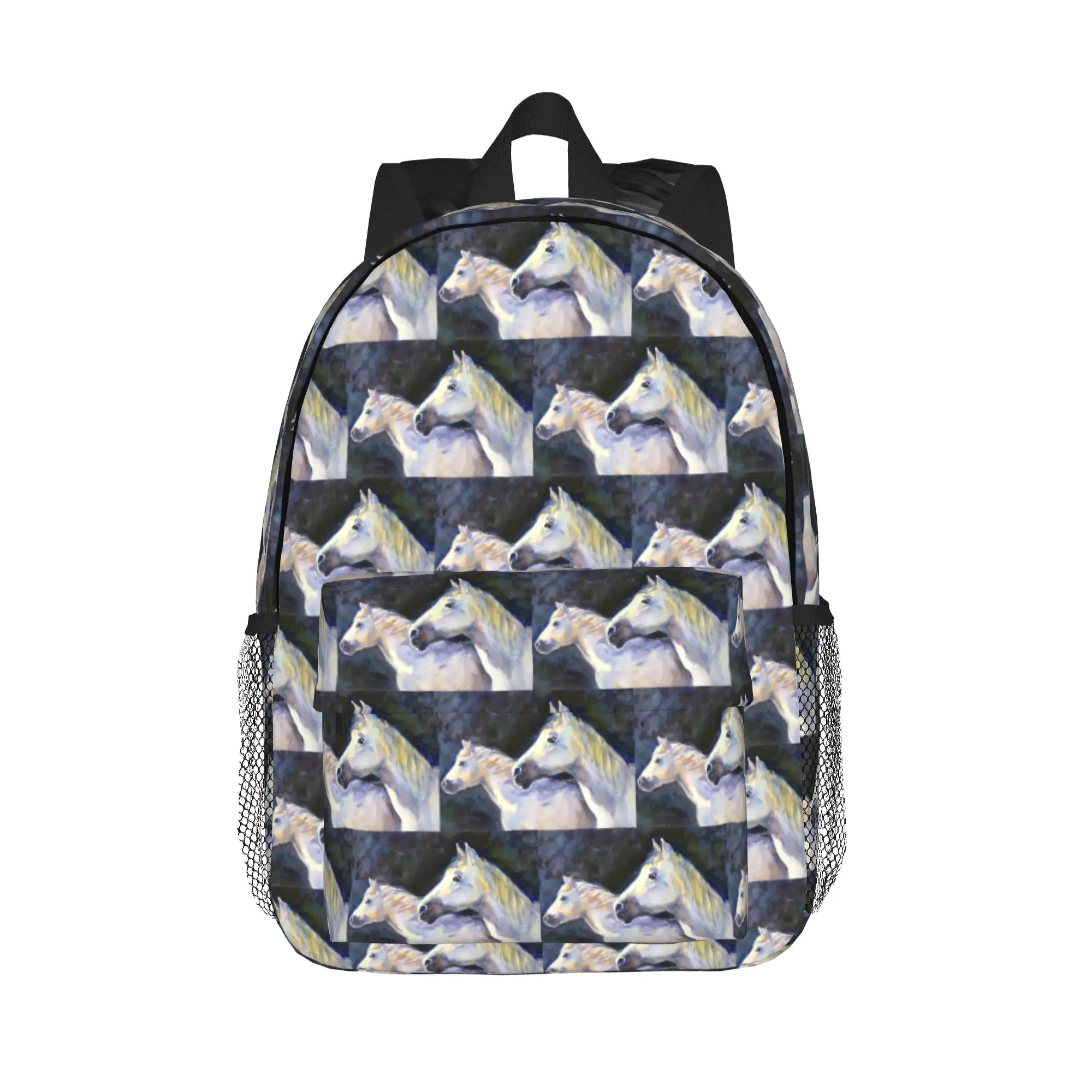 Double Horse Portrait Design Backpack Hot Sale Daypack Large Capacity Boys Girls BookBag Shoulder Bags for Men Women School Bag