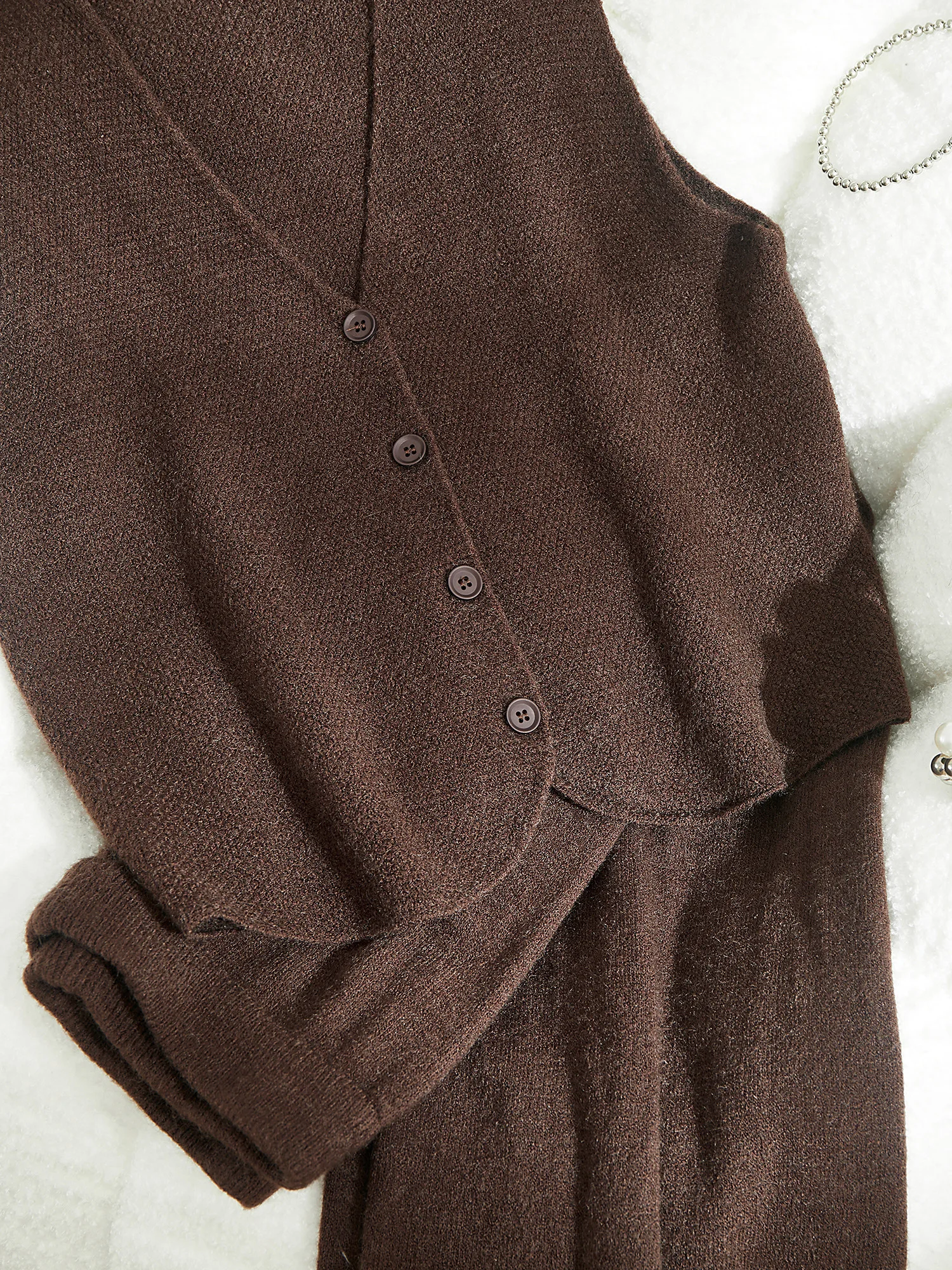 سترة نسائية محبوكة + طقم سراويل واسعة الساق، بسيط، عصري، طراز قديم وكسول، ملابس نسائية يومية للخريف والشتاء، ملابس عمل، ملابس غير رسمية