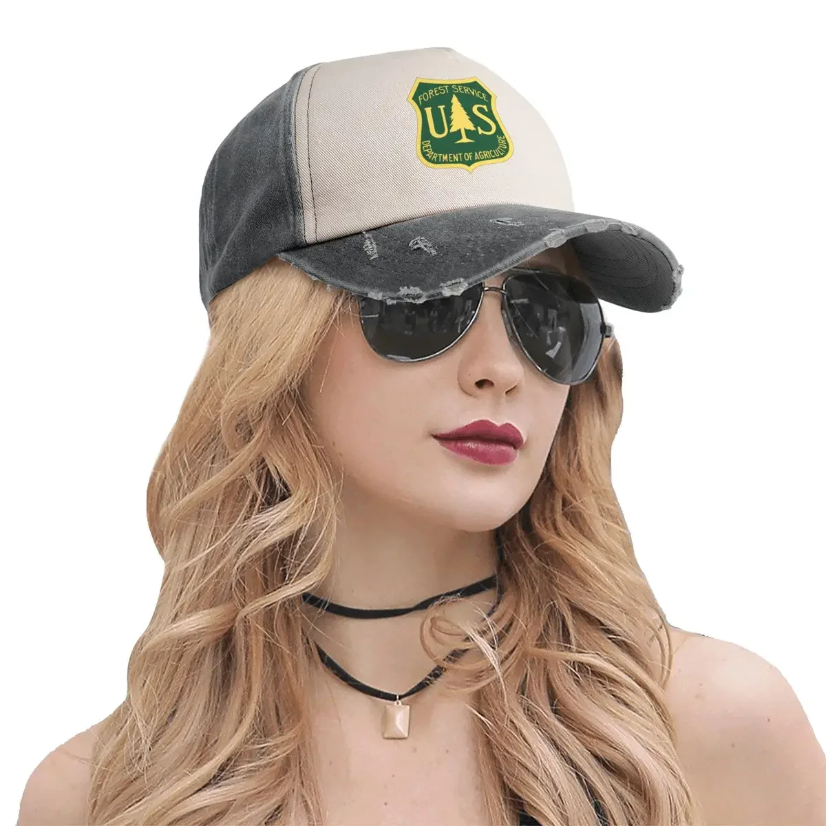 Gorra de béisbol con logotipo del servicio forestal de EE. UU. (escudo dorado y verde), sombrero de playa, gorra de béisbol para Cosplay a la moda para niña y hombre