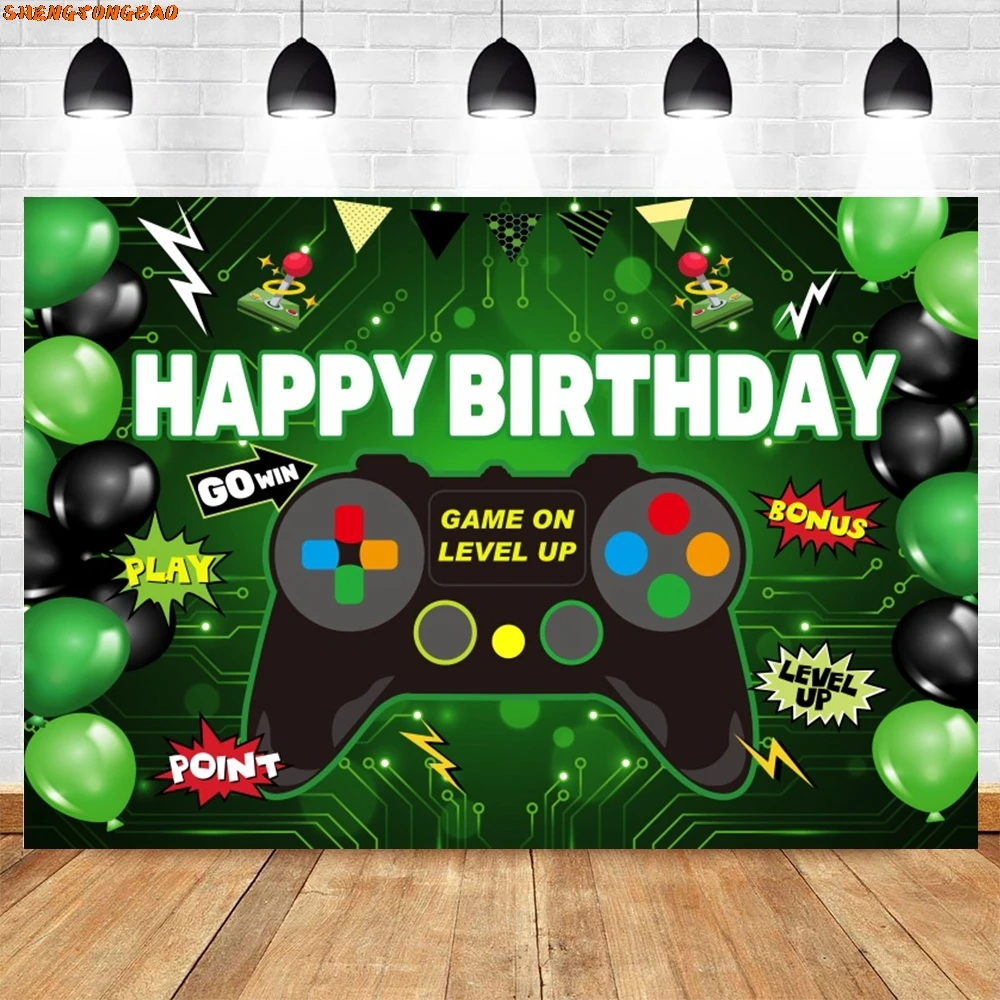 Game On Happy Birthday Backdrop for Photography Gaming Theme Child Kids Boy Party Decor Photographic Background Photo Studio