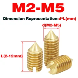Brass Slotted Machine Screw / Copper Tip Headless Screw / Set Screw M2-M5