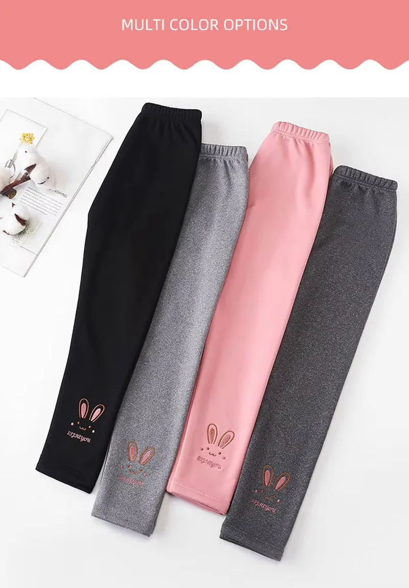 Mädchen Leggings Herbst Winter Dicke Warme Plus Nette Fond Kaninchen Kinder Kinder Baby Unten Teil Hosen – Detail 1