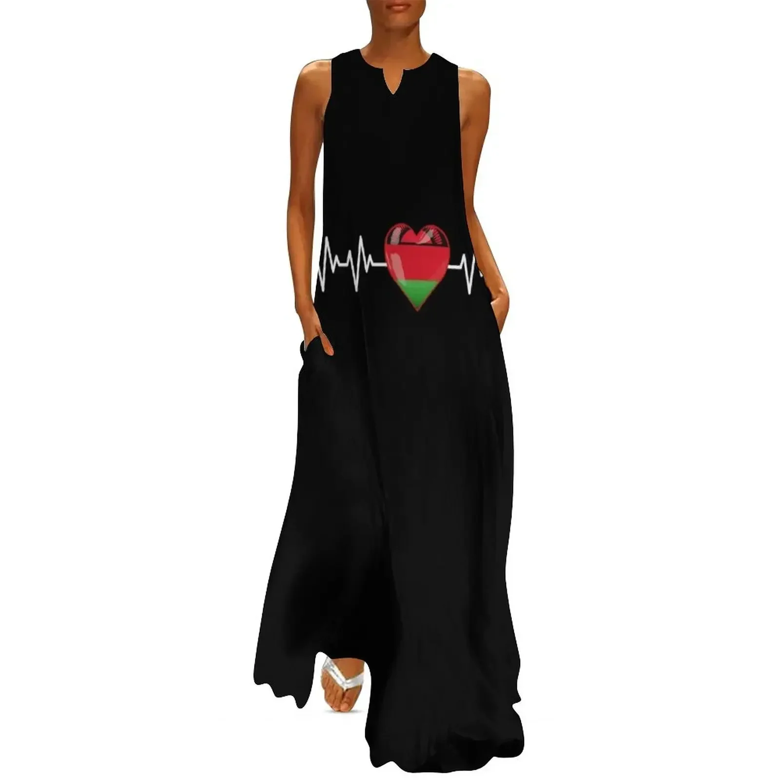 

Malawian heartbeat I love Malawi country flag heart Family, great gift idea Long Dress dresses korean style Dress