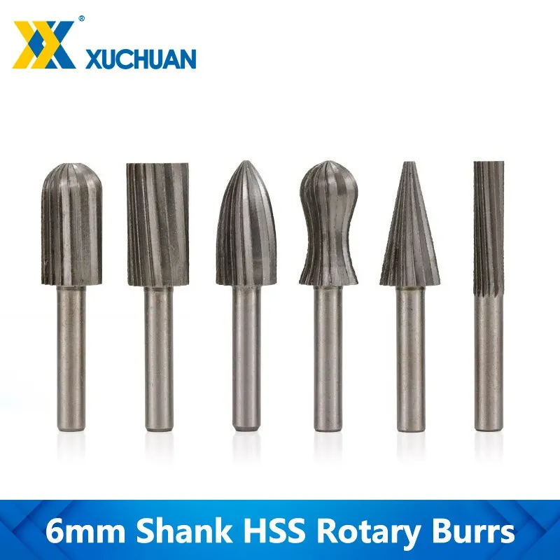 Rotary Files Burrs HSS Drill Bits 6mm Shank  A B C D E F Type Tungsten Carbide CNC Engraving Rotary Tools Hand Tools