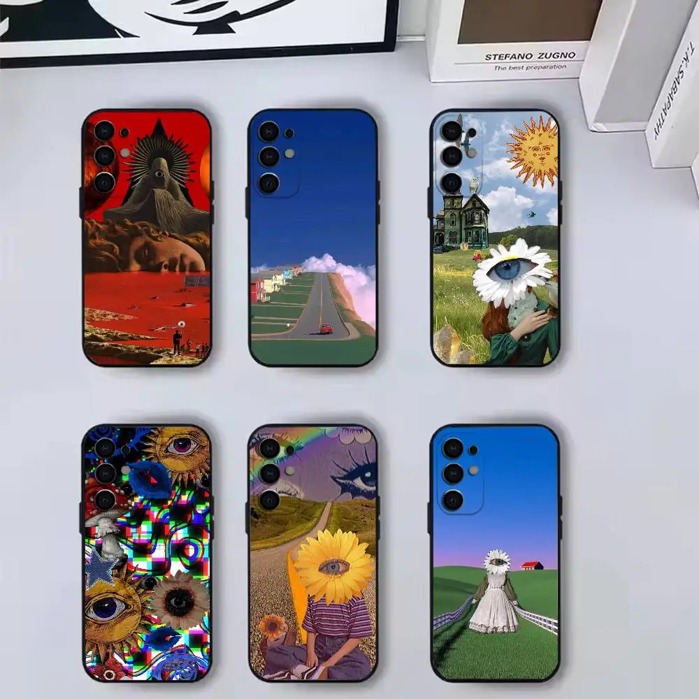 V-Vintage Dreamcore  Phone Case Black Silicone Soft For Samsung S25,S24,S21,S22,S23,S30,Ultra,S20,Plus,Fe,Lite