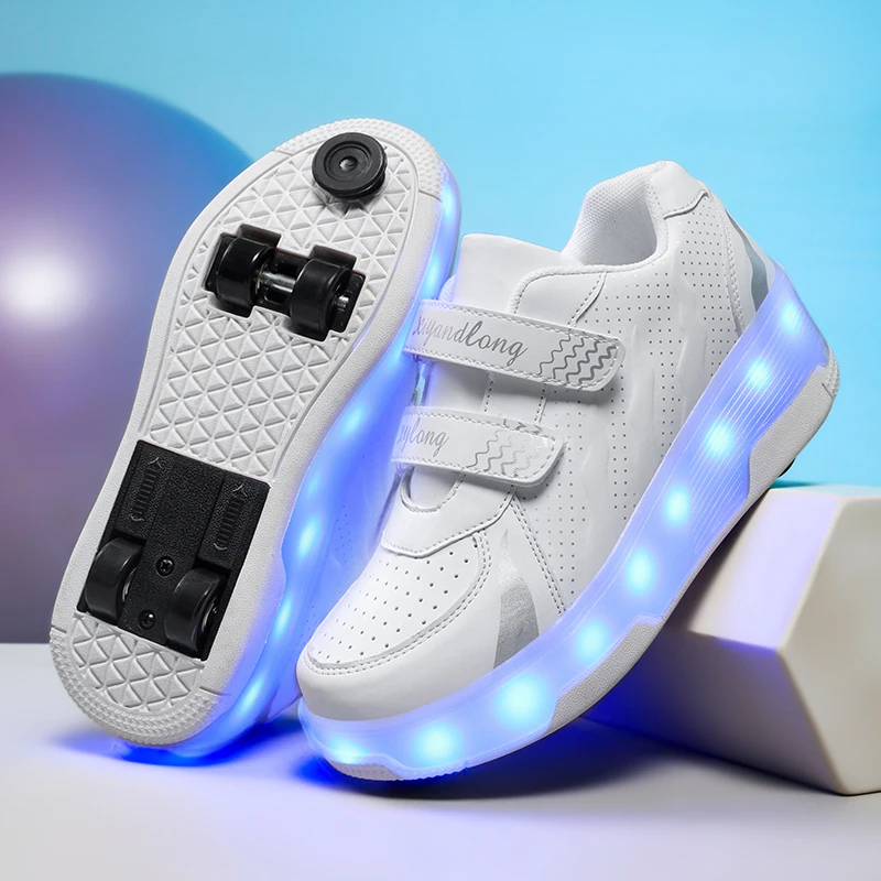 

New Children's Roller Skates Girls' 4-wheel Deformation Sports Shoes Sneaker with Brakes Boys' Roller Skates Racing Inline Skate